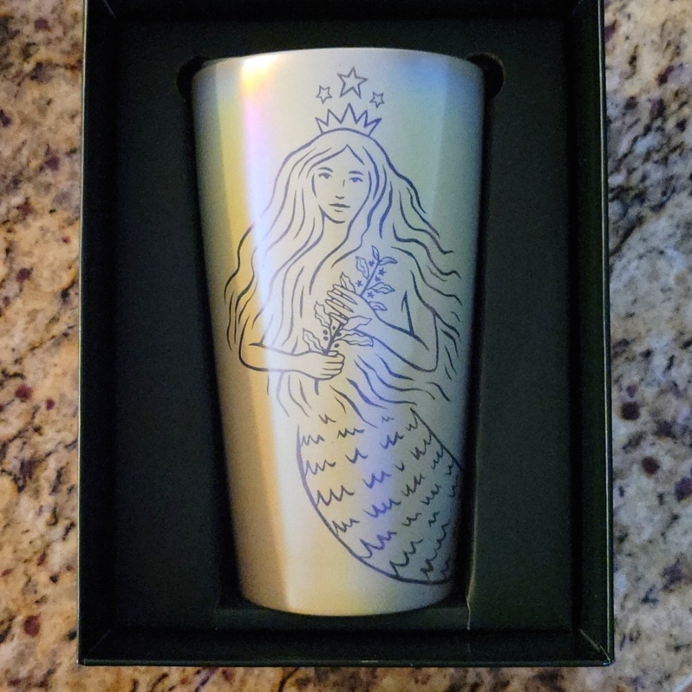 NIB, Starbucks 50th Anniversary Limited Edition Blue Pearl Mermaid Cup Tumbler